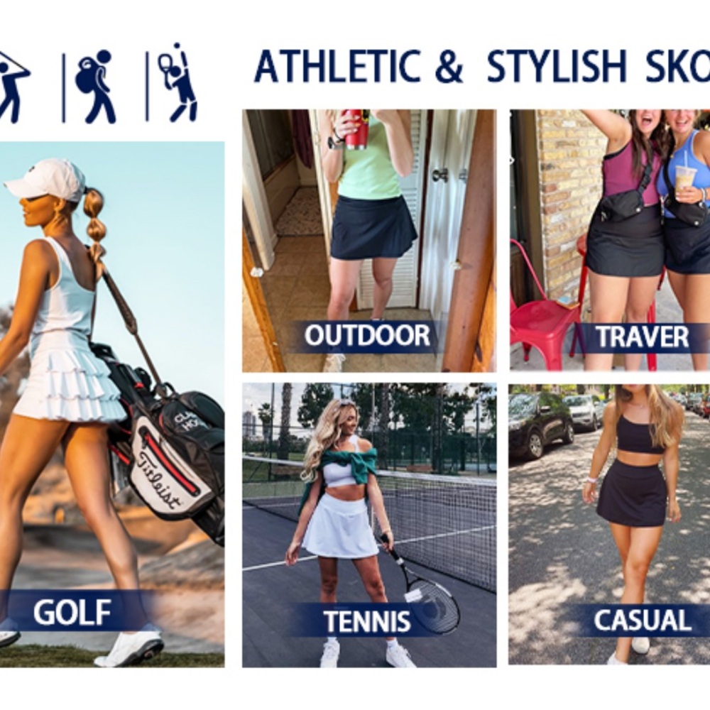 Jack Smith ruffled tennis skirt, casual mini skater skirt with shorts - Picture 6 of 9